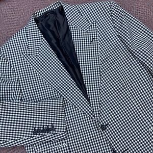 TOM FORD Sport Coat 58R Windsor Model Gingham Plaid Black Made in Italy